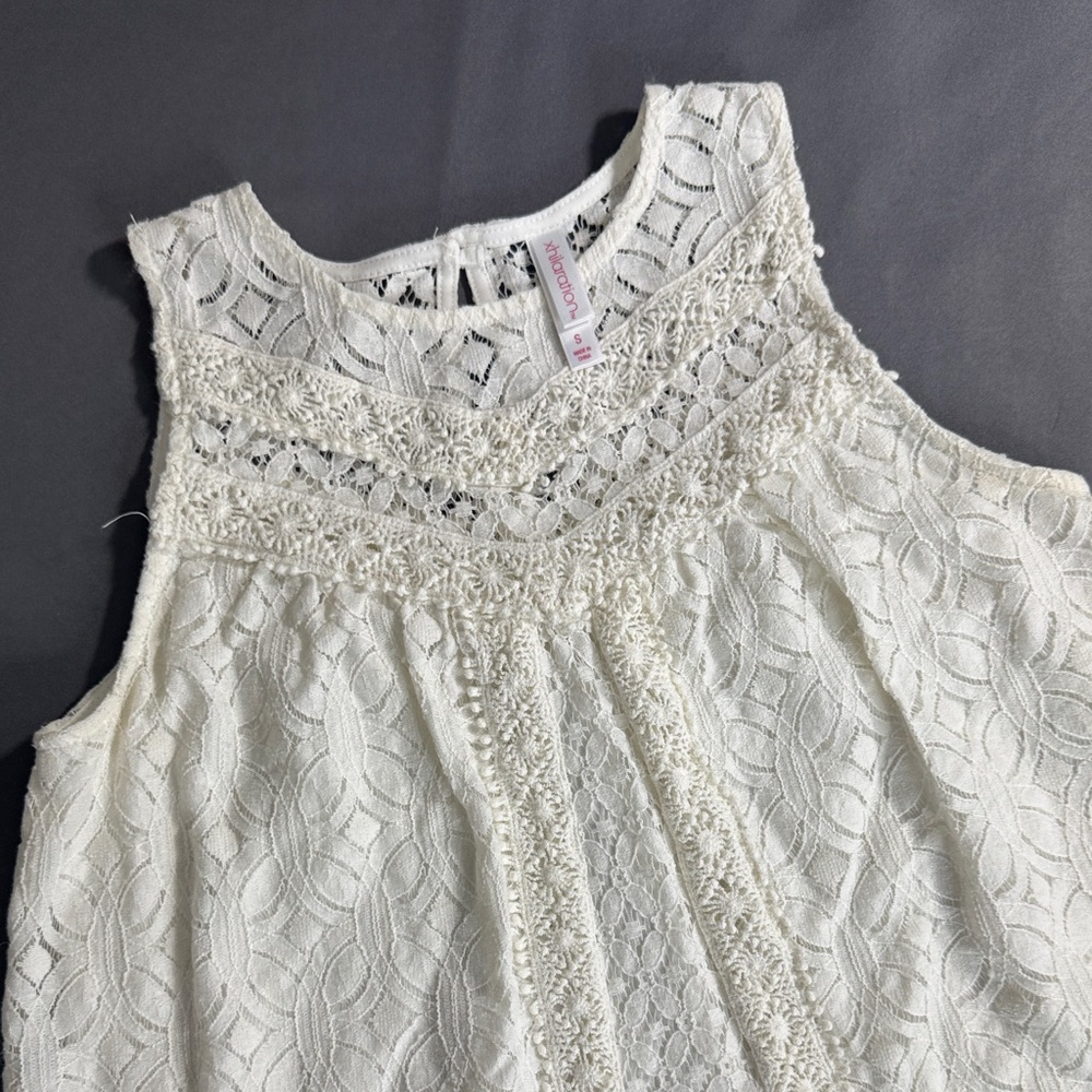 Xhilaration Cream Lace Crochet Mini Dress‎ Sleeveless Boho Style Womens Size S
